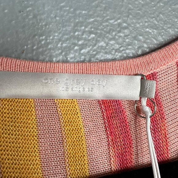 NWT One Grey Day Lightweight Viscose Knit Tank Stripe Pink Yellow‎ XS - Picture 3 of 6